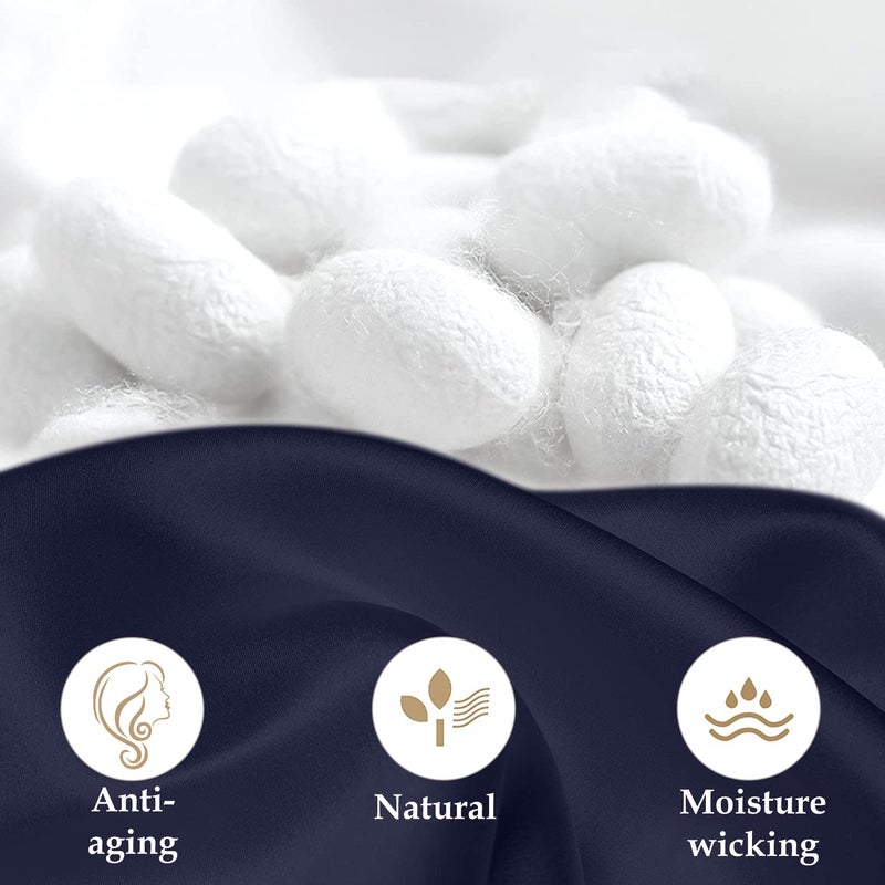 INSSL Silk Pillowcase for Women, Mulberry Silk Pillowcase for Hair and Skin and Stay Comfortable and Breathable During Sleep (King, Navy Blue) - Image 4